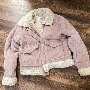 XS Upwest Baby Pink Corduroy Bomber Jacket